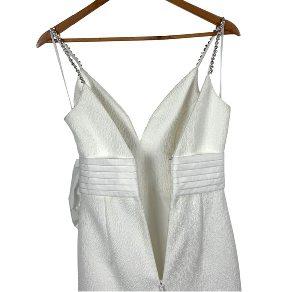 ANTHROPOLOGIE REBECCA VALLANCE GENEVIEVE BRIDAL BOW V-NECK SHEATH MIDI DRESS - Picture 13 of 17